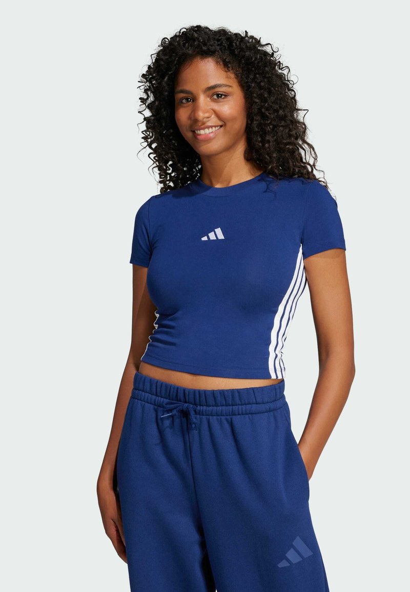 adidas Sportswear - ESSENTIALS STRIPES SLIM  - Majica kratkih rukava s printom - dark blue   white, Povećaj