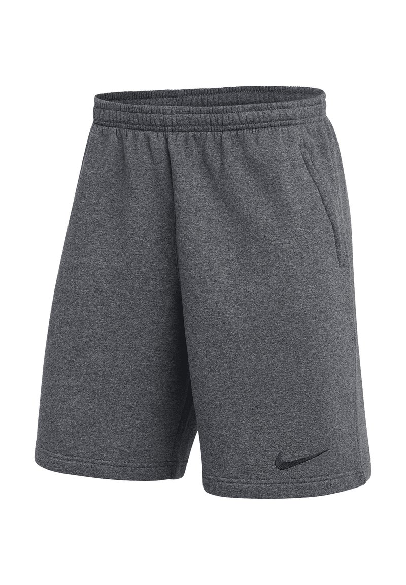 I pantaloncini Nike, realizzati in tessuto grigio scuro, presentano una cintura elastica, tasche laterali e un piccolo logo nero sulla gamba sinistra.