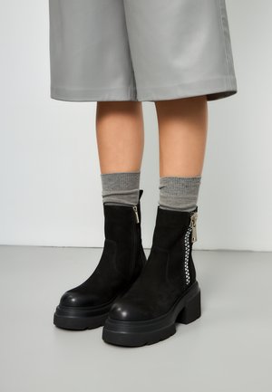 High heeled ankle boots - black
