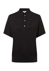 Zwarte short-sleeve polo met een klassieke kraag, drieknoopsluiting en ribgebreide manchetten. Gemaakt van zachte, gestructureerde stof.