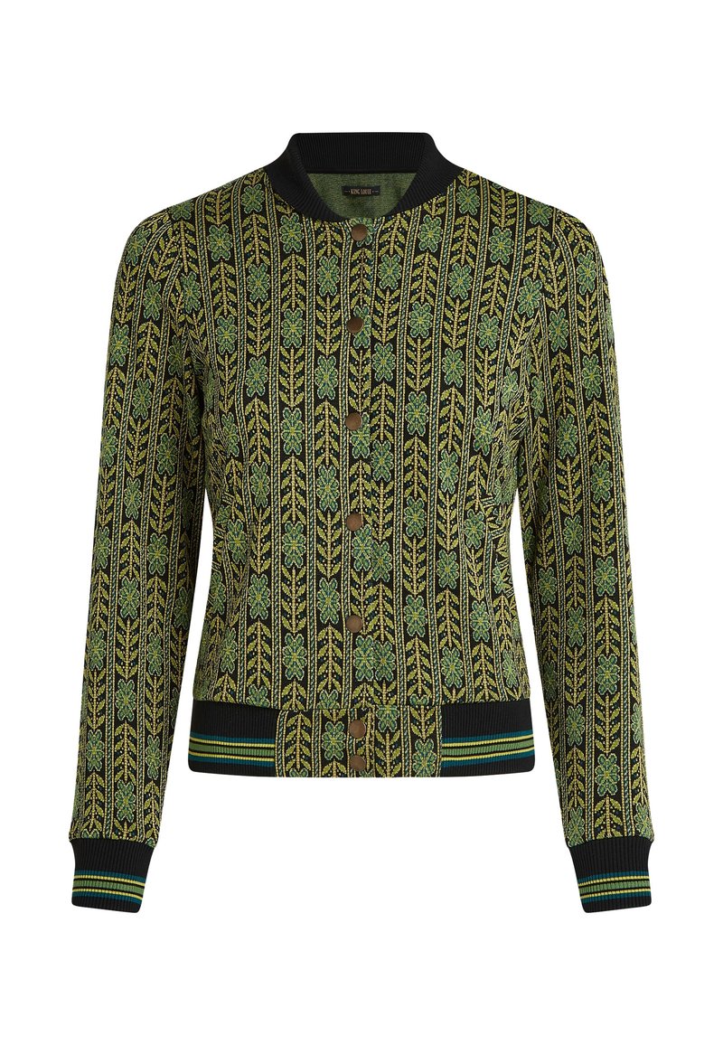 Cardigan King Louie Femme - Beige Vert, Manches Ballon, Motif Gaufré, Neuf Avec étiquettes