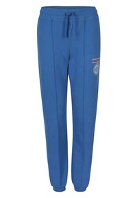 Blå sweatpants med dragsko i midjan, elastiska muddar och sidsömmar. Utrustad med logotypdetalj fram och mjuk, slät tygtextur.