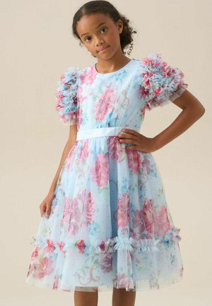 Angel & Rocket REGULAR FIT - FLORENCE BLUSH RUFFLE SLEEVE MESH DRESS - Denné šaty - blue