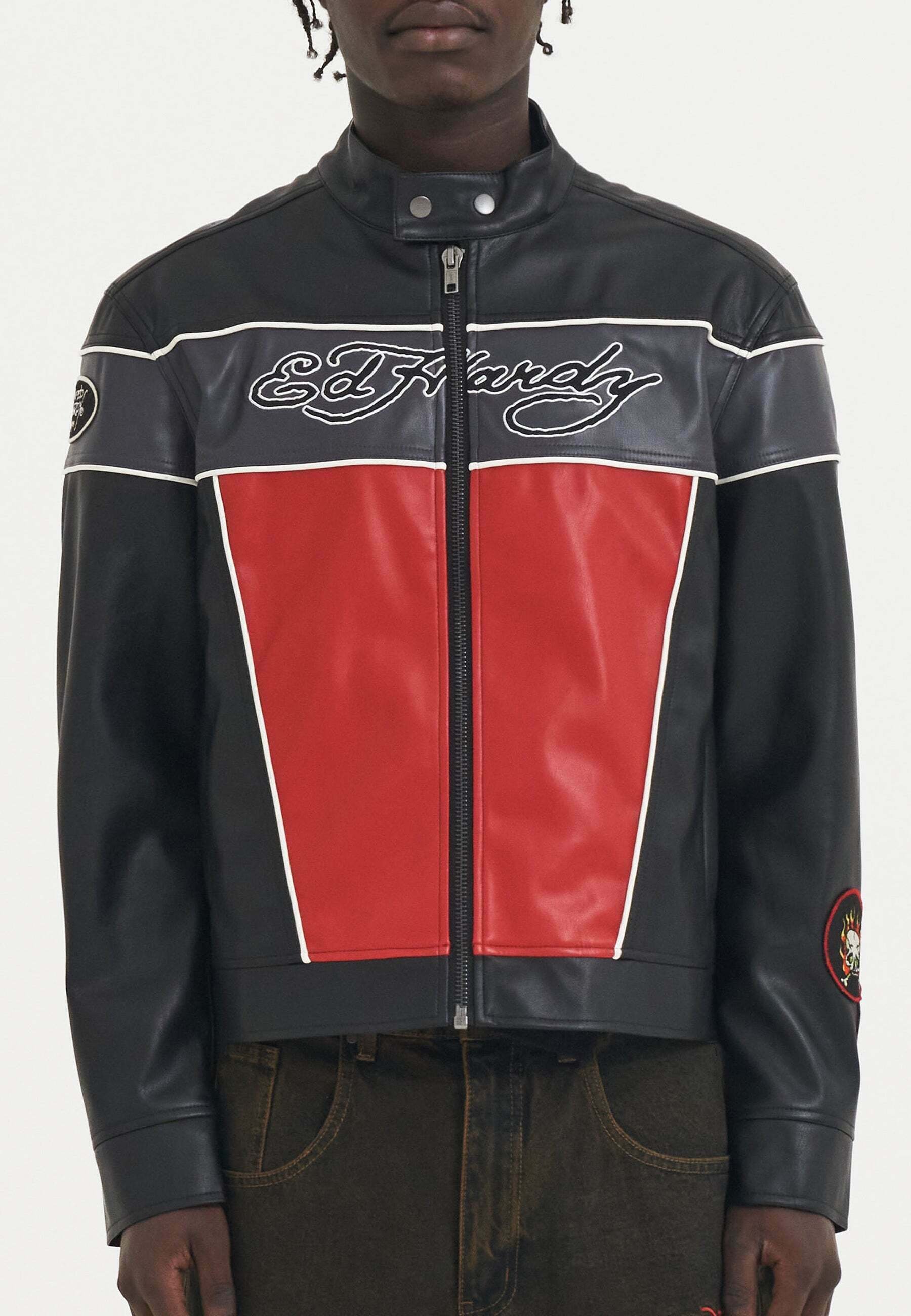 Ed Hardy HOLLY PANTHER MOTOCROSS - Faux leather jacket - black red