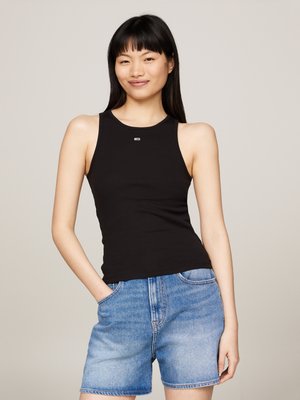 Calvin Klein RIB FITTED TANK - Top - black/zwart - Zalando.nl