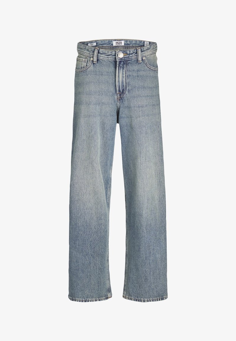 Gaišzili džinsi ar brīvu, taisnu lejdaļu. Iekļauts pogu aizdare, priekšējās kabatas un neliela izbalēšana, lai radītu ikdienišķu izskatu.