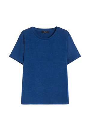 T-shirt blu a maniche corte con scollo tondo e vestibilità regolare, realizzata in tessuto morbido e strutturato.