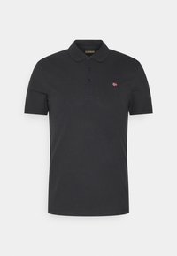 Polo shirt navy foncé en coton, avec un col classique, une patte de boutonnage à trois boutons, des manches courtes et un petit logo brodé.