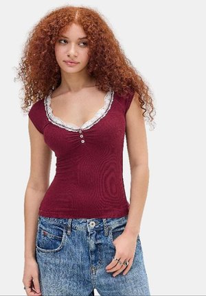 BDG Urban Outfitters, DIANA CAP SLEVE - T-Shirt basic - burgundy