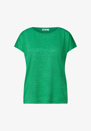 Street One, T-SHIRT MIT BOAT NECK UND SMOK-DETAIL - T-shirt basique - ever green