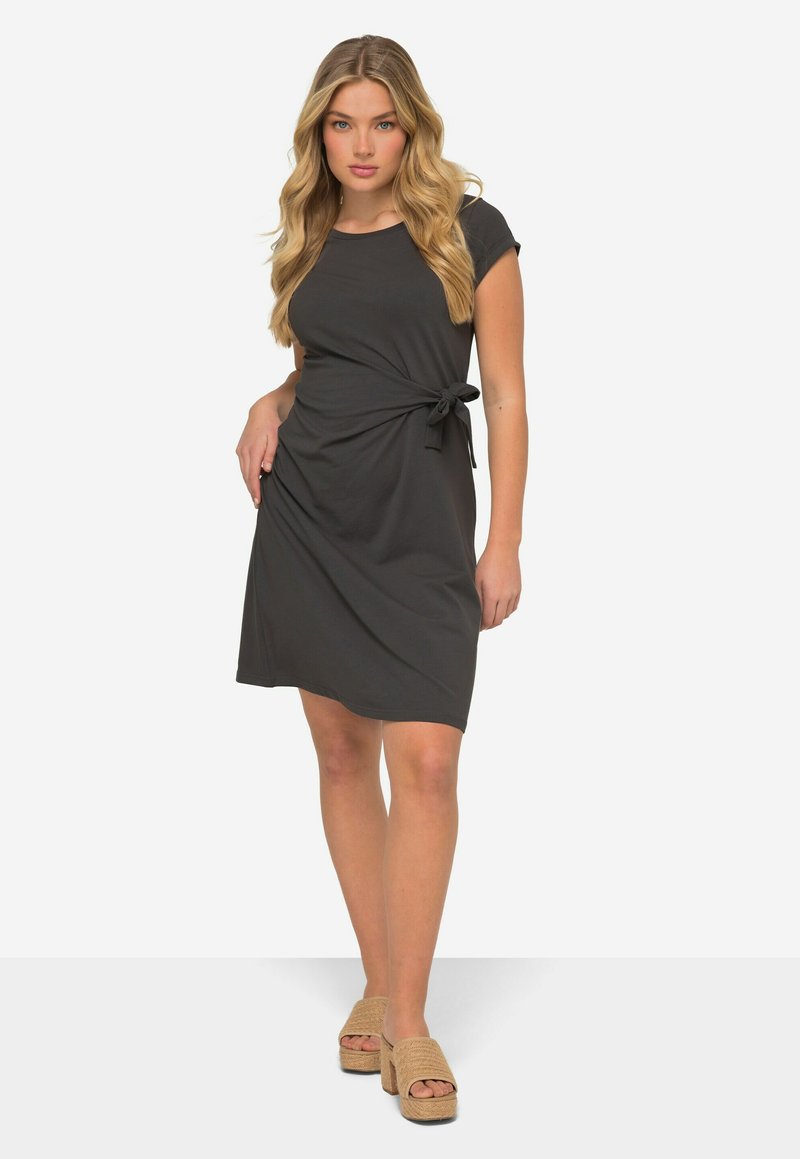 LAURASØN ZIERKNOTEN RUNDHALSAUSSCHNITT HALBARM - Jerseyjurk - dark gray