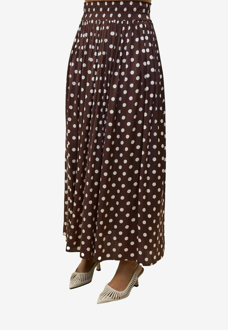 Next GLOSSY SATIN POLKA DOT - Maxi sukně - brown