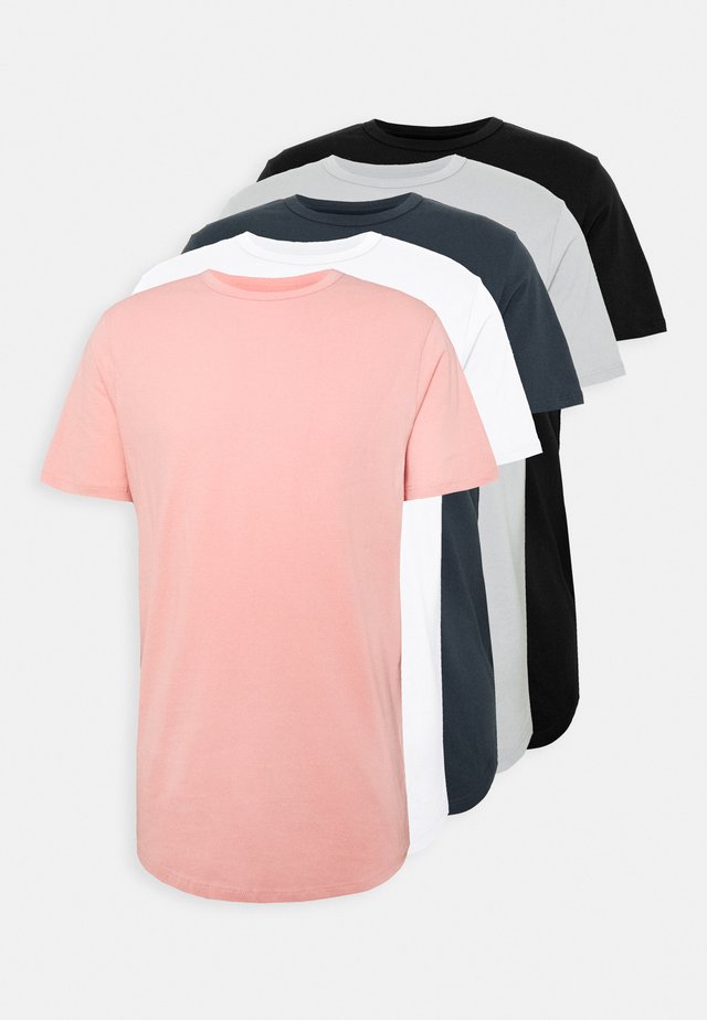 5 PACK - Basic T-shirt - pink/white/grey/dark grey/black