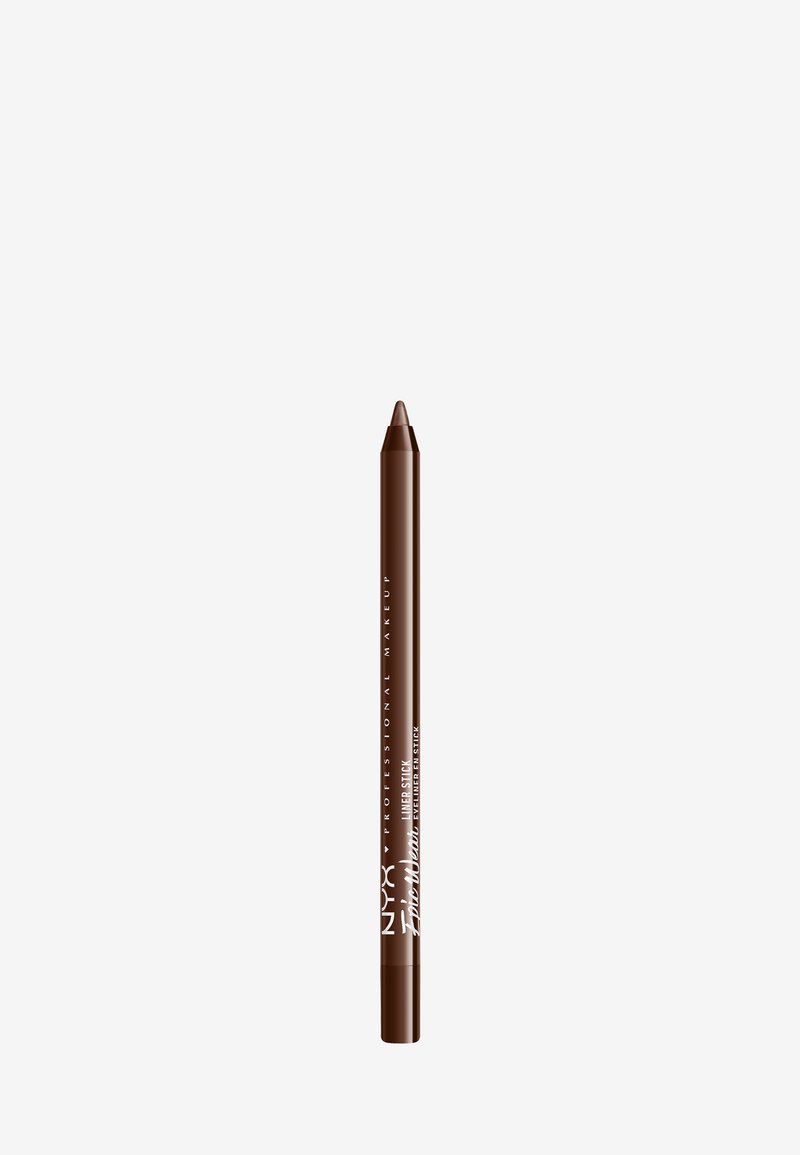 Matita per labbra marrone con punta affilata, caratterizzata da una texture liscia e un finish opaco. Il packaging include il logo NYX e i dettagli del prodotto.