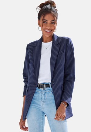 Kurzmantel - marine-creme gestreift