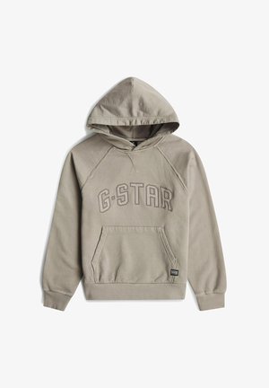 Sweat à capuche beige avec poche avant et logo G-STAR embossé sur la poitrine, poignets et ourlet côtelés.