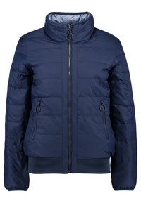 Námořnická prošívaná bunda s vysokým límcem, předním zipem a dvěma bočními kapsami. Má prošívaný vzor a žebrovaný lem a manžety.