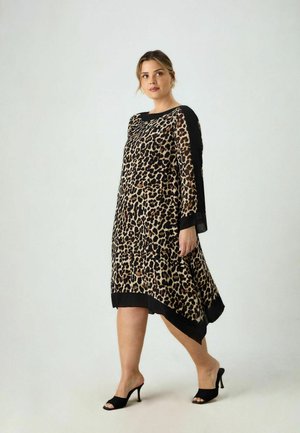 Live Unlimited London LEOPARD KAFTAN - Robe de jour - brown