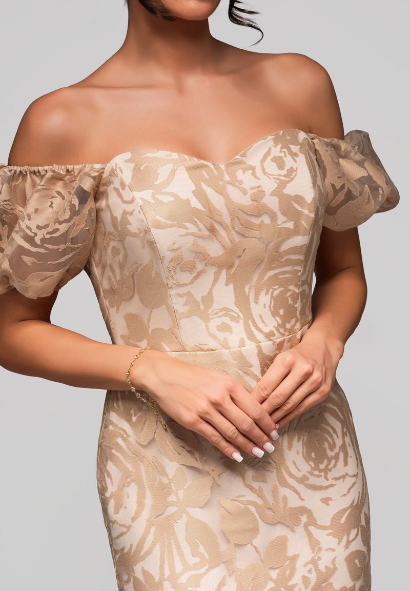 Robe Topshop à Franges Une Épaule - Taille UK 14 (FR 42?) - Beige - Neuve Avec Étiquettes