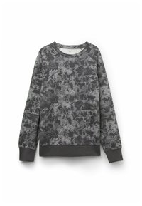 Langsleeve crewneck sweatshirt met een abstract camouflagemotief in donkergrijs en lichtgrijs, geribbelde manchetten en zoom.