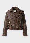 CHARLENE BIKER - Imitert skinnjakke - espresso brown