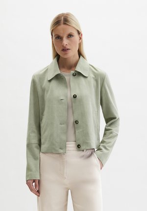 TURN DOWN COLLAR, WELT POCKETS, DETAILS - Lederjacke - fresh sage