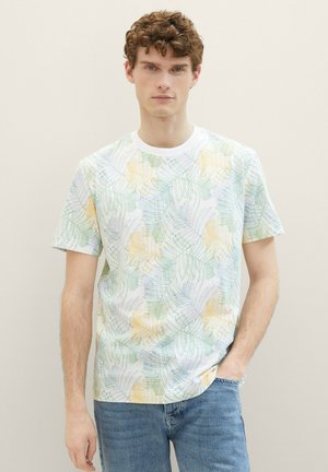 TOM TAILOR MIT ALLOVER - Camiseta estampada - white multicolor leaf design