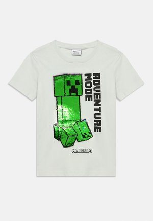 Lindex, MINECRAFT FLIP - Nyomott mintás póló - light aqua