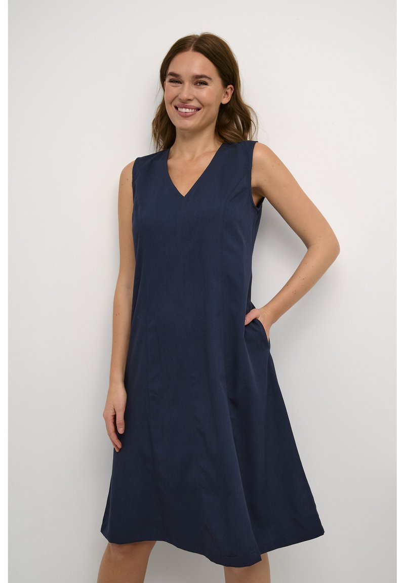 KAFFE LISSA Navy Midnight Marine V Neck Blouse