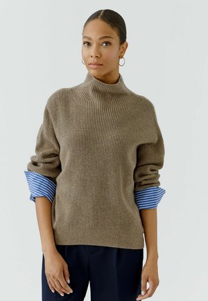 Oui, PULLOVER - Pullover - taupe melange
