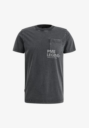 Gray cotton T-shirt with crew neck, short sleeves, chest pocket, and printed "PME LEGEND" text on the front. Soft, casual texture.