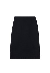 Svart stickad kjol med ett strukturerat mönster, med figurnära design och midjeband. Enkel och mångsidig för olika tillfällen.