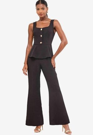 REGULAR FIT - SLEEVELESS PEPLUM - Kombinezons - black