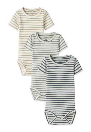Name it, BEQUEMER KURZARMBODY DRUCKKNÖPFEN 3ER-SET GESTREIFT  - Body - blau-grau