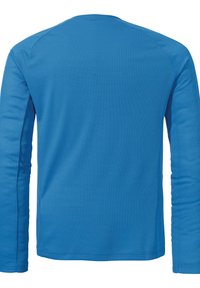 Langarmhemd in leuchtendem Blau mit einem strukturierten Netzdesign, ausgestattet mit Rundhalsausschnitt und taillierten Ärmeln. Leichtes und glattes Material.