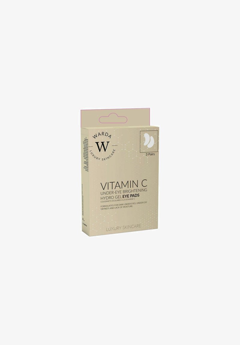 Ward luxury skincare Vitamin C under-eye brightening hydro gel eye pads box with 3 pairs, for dark under eyes and dryness.