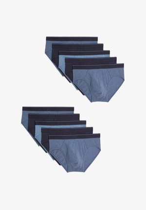 Herreunderbukser sæt bestående af fem mørkeblå og fem navy par. Blødt stof med elastiske højder og klassisk underbukse design.