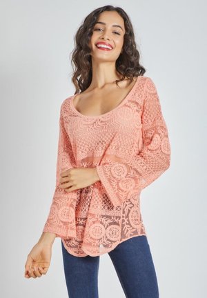 CALADO SEMITRANSPARENTE - Blusa - salmon