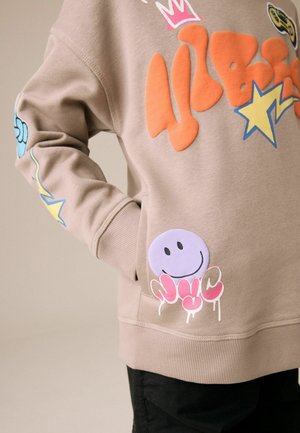 Next REGULAR FIT - GRAPHIC  - Sweat à capuche - stone vibes