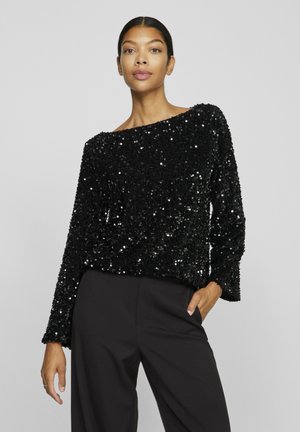 FAITH BOAT NECK SEQUIN  - Blusa - black beauty