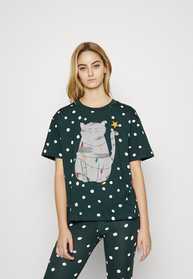 Monki T-shirt estampada - green dark