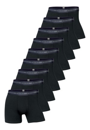 Pakke med ti sorte boxershorts i bomuld. De har en blød talje med "JBS Underwear" branding i grå.
