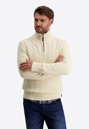 TIMEZONE, KLASSISCHER STRICKPULLOVER STEHKRAGEN REISSVERSCHLUSS - Jumper - beige
