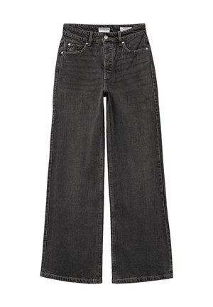 Jeans in denim nero a gamba larga con vita alta, cinque tasche e dettagli di cucitura sottili. Realizzati in robusto tessuto di cotone con una consistenza morbida.