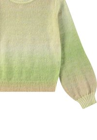 Stickad tröja med en gradientdesign som övergår från ljusbeige till grön. Långärmad med ribbade mudd och rund halsringning.