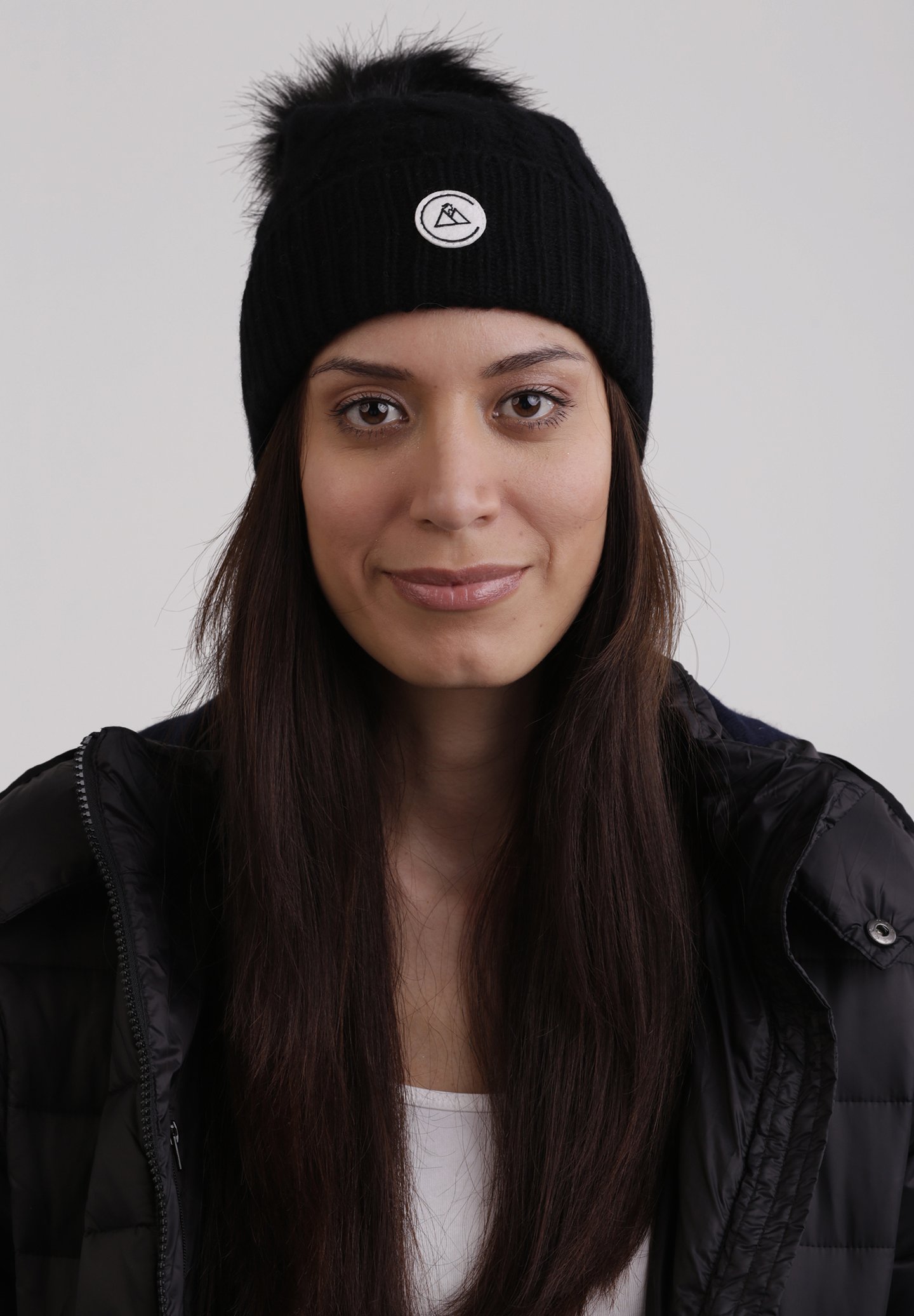 CASH-MERE MIT ZOPFMUSTER UND BOMMEL - Berretto - schwarz/nero - Zalando.it