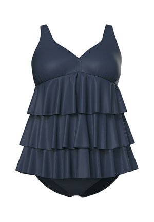 Ulla Popken, FLOUNCE PANEL TANKINI SET - Bikini - marine