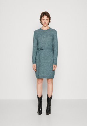 Calvin Klein Jeans TEXTURED V NECK DRESS - Abito in maglia - black/nero