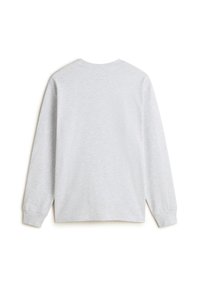 Light gray long-sleeve sweatshirt made of soft fabric. Features a crew neck, ribbed cuffs, and a relaxed fit with no visible branding.