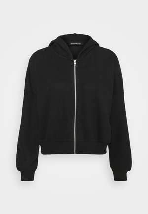 Ribbed zip though hooded sweat jacket - Mikina na zip - black